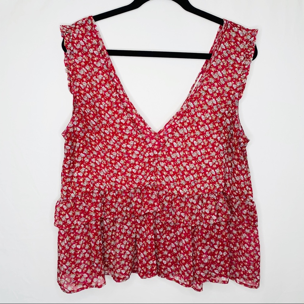 Floral Ruffled Tank XL